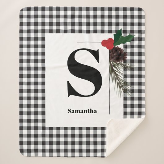 モノグラムプレイドホリデイクリスマスシェルパブランケット シェルパブランケット (正面)
