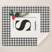 モノグラムプレイドホリデイクリスマスシェルパブランケット シェルパブランケット (正面(横))