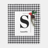 モノグラムプレイドホリデイクリスマス フリースブランケット (正面)