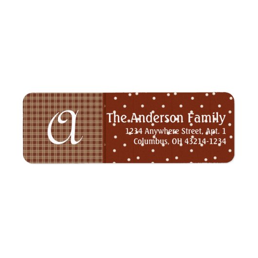 モノグラムプレイド&ドットD1差出人住所ラベル ラベル (正面)