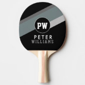 モノグラムプレイヤー名クール黒モダン 卓球ラケット (正面)