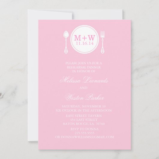 モノグラムプレートリハーサルディナー招待状 招待状 (正面)