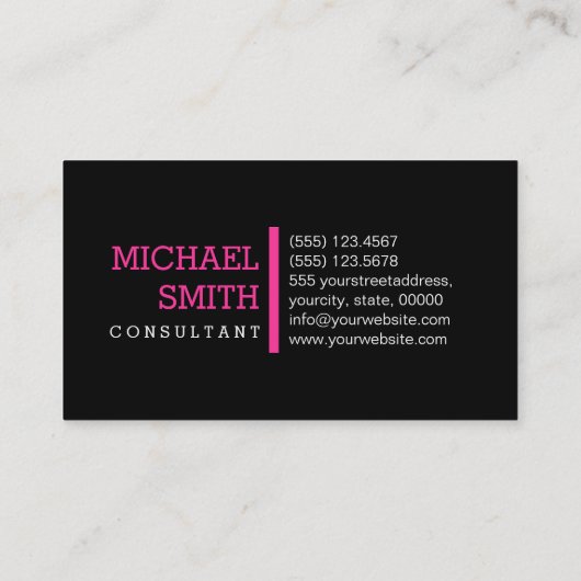 モノグラムプレーンブラックモダンホットピンク 名刺 (裏面)