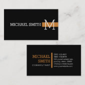 モノグラムプレーン黒モダンブロンズ 名刺 (正面/裏面)