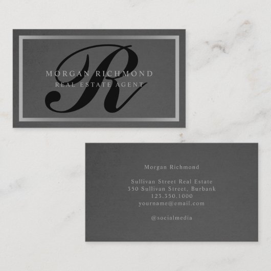 モノグラムプロフェッショナルグレイ実在バーエステート 名刺 (正面/裏面)