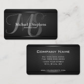 モノグラムプロフェッショナルブラックメタルテクスチャ 名刺 (正面/裏面)