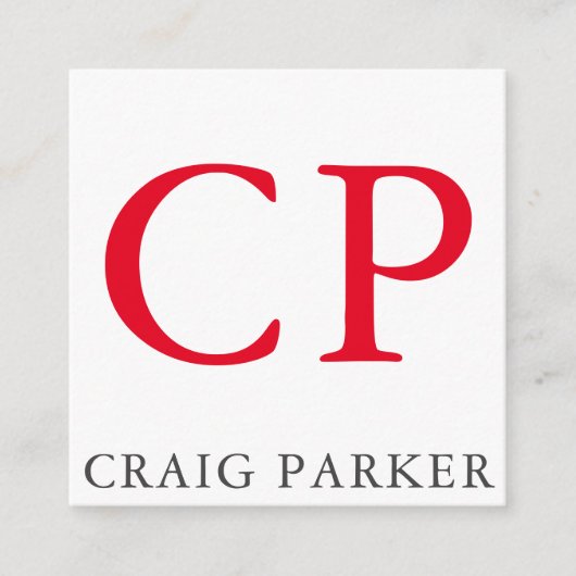 モノグラムプロフェッショナルプレインレッドホワイトイニシャル エンクロージャーカード (正面)