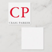 モノグラムプロフェッショナルプレインレッドホワイトイニシャル エンクロージャーカード (正面/裏面)