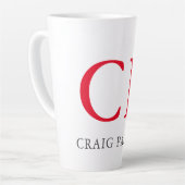 モノグラムプロフェッショナルプレインレッドホワイトイニシャル カフェラテマグ (左アングル)