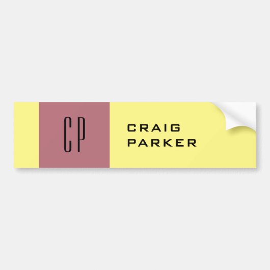 モノグラムプロフェッショナルプレーンバラ金ゴールドイエローカラー バンパーステッカー (正面)