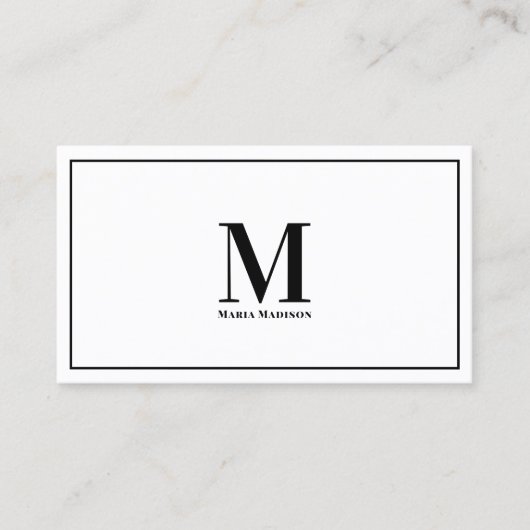 モノグラムプロフェッショナル白黒モダン 名刺 (正面)