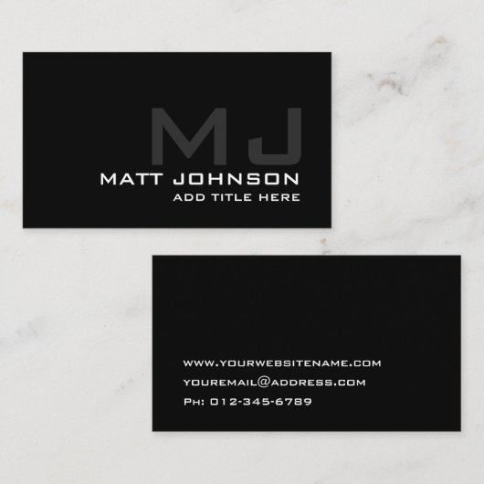 モノグラムプロフェッショナル白黒名刺 名刺 (正面/裏面)