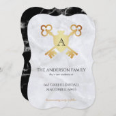 モノグラムヘラルドクレスト白黒大理石移動 案内状 (正面/裏面)