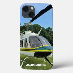 モノグラムヘリコプター写真 クールでスタイリッシュな航空 iPhone 13ケース