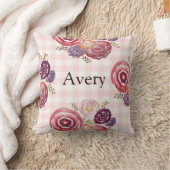 モノグラムベビーガールフローラ装飾用クッション クッション (ブランケット)