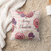 モノグラムベビーガールフローラ装飾用クッション クッション (ブランケット)