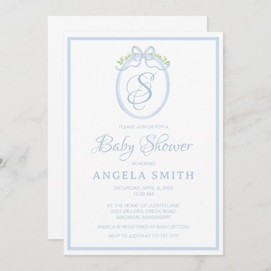 モノグラムベビーシャワー招待状 招待状 (正面/裏面)
