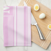モノグラムベビーピンクストライプ色 キッチンタオル (四つ折り)