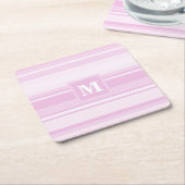 モノグラムベビーピンクストライプ色 スクエアペーパーコースター (アングル)