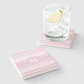 モノグラムベビーピンクストライプ色 ストーンコースター (横)
