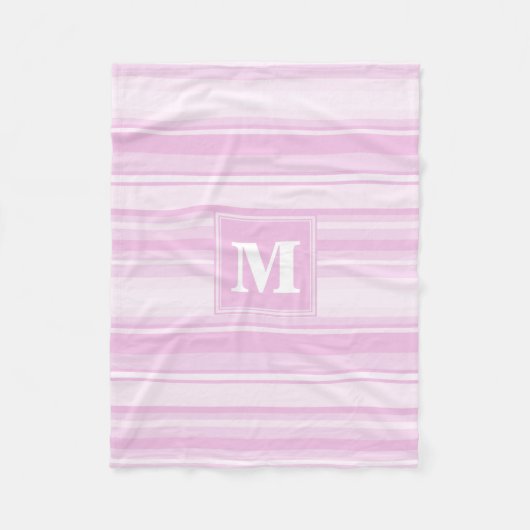 モノグラムベビーピンクストライプ色 フリースブランケット (正面)