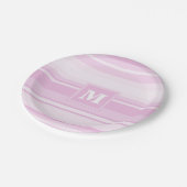 モノグラムベビーピンクストライプ色 ペーパープレート (アングル)