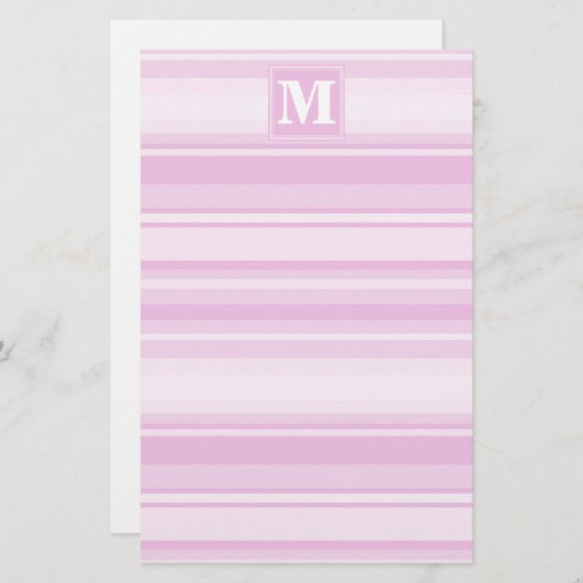 モノグラムベビーピンクストライプ色 便箋 (正面/裏面)