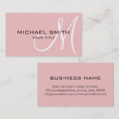 モノグラムベビーピンク色の背景 名刺 (正面/裏面)