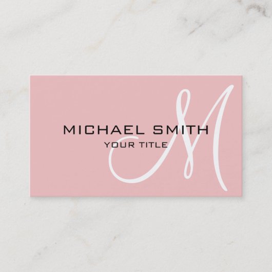 モノグラムベビーピンク色の背景 名刺 (正面)