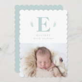 モノグラムベビー足写真誕生のお知らせ 案内状 (正面/裏面)