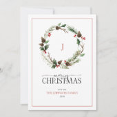 モノグラムベリーピネコンリースメリークリスマス シーズンカード (正面)