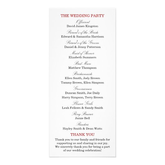 モノグラムベリーブッシュ結婚のコレクションプログラム ラックカード (裏面)