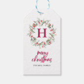 モノグラムベリーリース書道メリークリスマス ギフトタグ (正面)