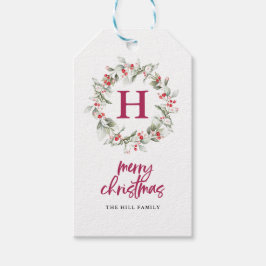 モノグラムベリーリース書道メリークリスマス ギフトタグ