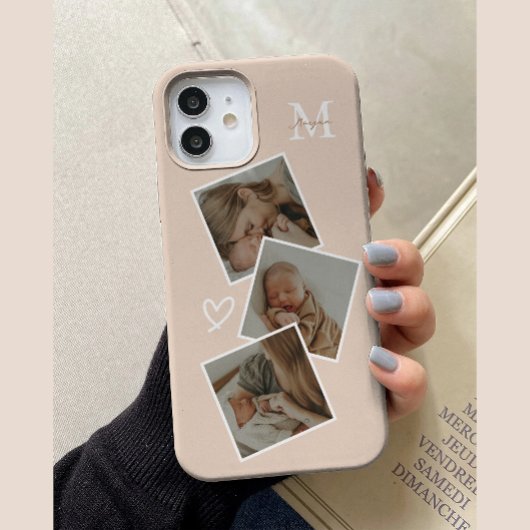 モノグラムベージュのカスタム3枚フォトコラージュ Case-Mate iPhoneケース