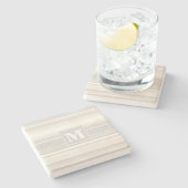 モノグラムベージュストライプ ストーンコースター (横)