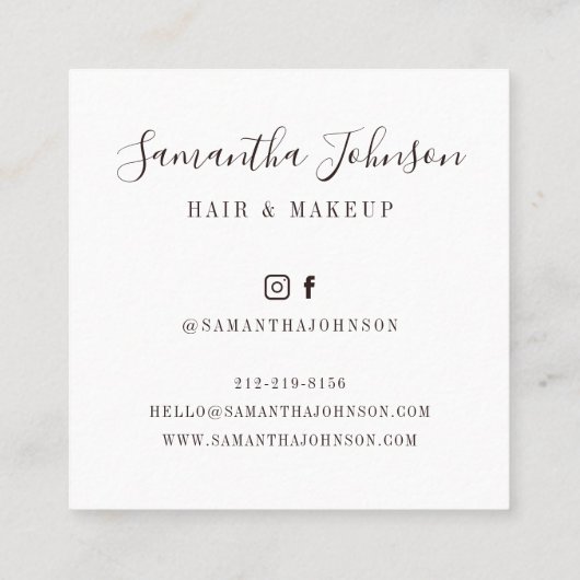 モノグラムベージュタフテッドパターンヘアとメイクアップ スクエア名刺 (裏面)