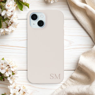 モノグラムベージュミニマルイニシャル iPhone 15ケース