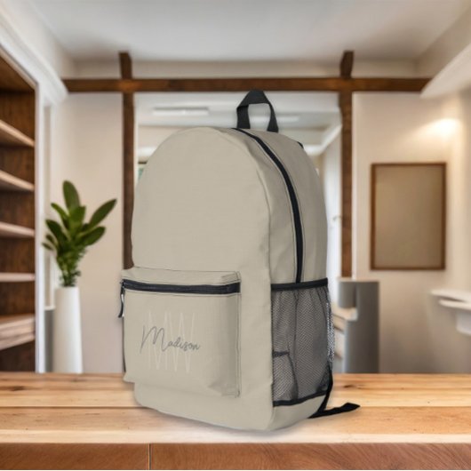 モノグラムベージュモダンミニマル プリントバックパック