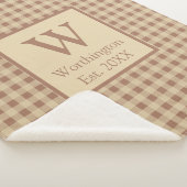 モノグラムベージュラストバッファロープレイド素朴カントリー シェルパブランケット (3/4)