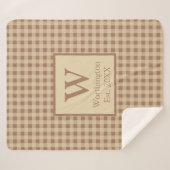 モノグラムベージュラストバッファロープレイド素朴カントリー シェルパブランケット (正面(横))