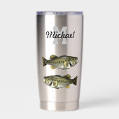 モノグラムベース魚釣りクールスポーツラルゲマス 保温保冷タンブラー (背面)