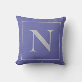 モノグラムペリウィンクルブルーミニマル装飾用クッション クッション