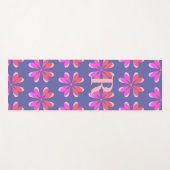 モノグラムペリウィンクルレトロ花模様 ヨガマット (正面(横))