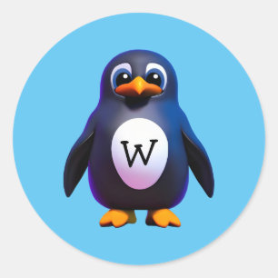 モノグラムペンギンクラシックラウンドステッカー ラウンドシール