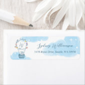 モノグラムホットエアバルーンテディベア雲ブルー ラベル (インサイチュ)