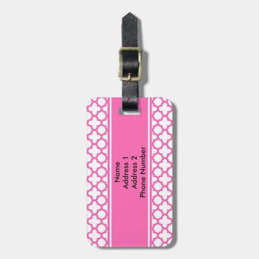 モノグラムホットピンククローバーパターン ラゲッジタグ (正面縦)