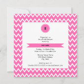 モノグラムホットピンクジグザグパターンブライダルシャワー 招待状 (正面)