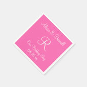 モノグラムホットピンクスタイリッシュフルカラーナプキン スタンダードカクテルナプキン (角)