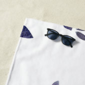 モノグラムホットピンクブルーウォーターカラーフラワー ビーチタオル (インサイチュ)